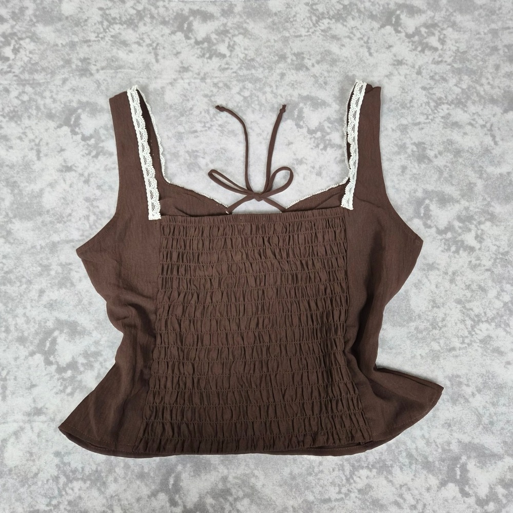 Sienna Sky Brown Milkmaid Cami Womens XL Coquette Fairycore Cottagecore Grunge - Picture 5 of 8